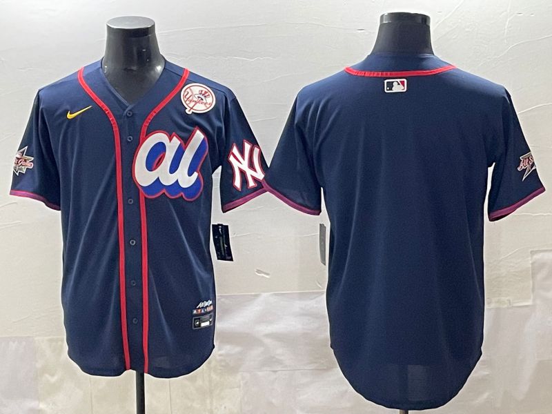 Men 2025 New York Yankees Blank Drak Blue All star Blank Blue Nike MLB Jersey style 2->new york yankees->MLB Jersey